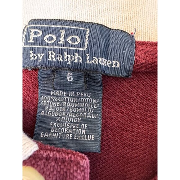 Polo By Ralph Lauren Boys Burgundy Long Sleeve Rugby Shirt SZ 6 Big Pony Preppy - Picture 5 of 8